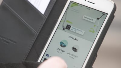 Ubers applikation i en smarttelefon