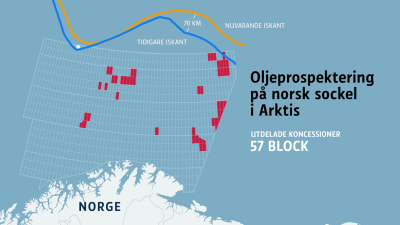 Grafik över norska oljeprospekteringsblock i Berings hav.