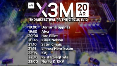 Schemat för X3M 20 endagsfestivalen