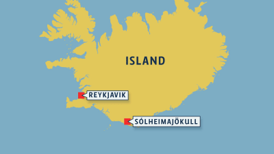 Glaciären Sólheimajökull på karta