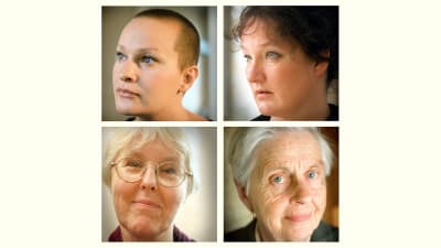 Sanna Tahvanainen, Monika Fagerholm, Birgitta Boucht och Barbara Winckelmann i serien Kvinnoåldrar, 2002