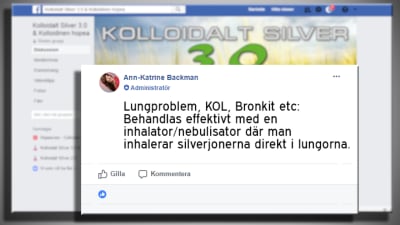 Ann-Katrin Backman ger råd om bruk av silvervatten i facebookgrupp. 