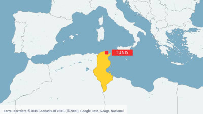 Karta över Tunisien