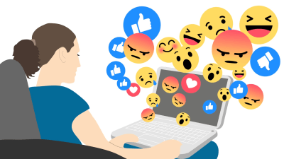 Facebook-knappar som anger reaktioner av olika slag