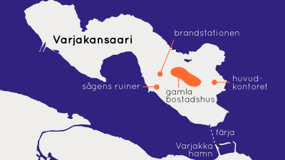 Karta över ön Varjakansaari.