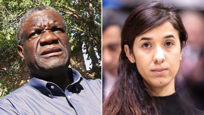 Vinnarna av Nobels fredspris 2018, aktivisten Nadia Murad och gynekologen Denis Mukwege.