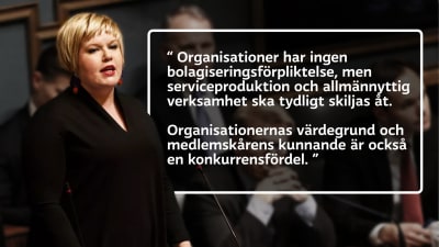 Grafik med omsorgsminister Annika Saarikko