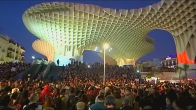 Demonstration i Sevilla, Spanien den 4 december 2018.