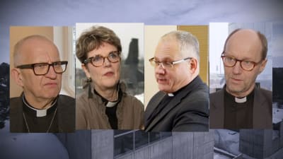 Bilder av de fyra biskopskandidaterna bredvid varandra.