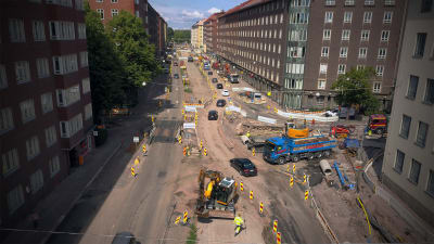 Mechelingatans renovering fotat uppifrån.