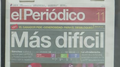 Tidningsrubrik efter parlamentsvalet i Spanien