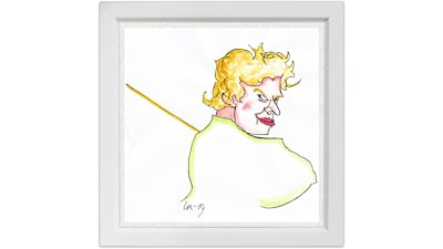 Lassi Rajamaan piirros kapellimestari Eero Lehtimäestä.