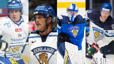Raimo Helminen, Teemu Selänne, Noora Räty och Mikko Koivu.
