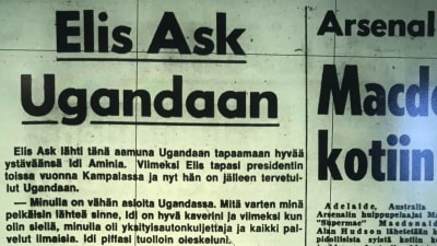 Ilta-Sanomat uppmärksammar Elis Asks resa till Uganda 27.7.1977Elis Ask 