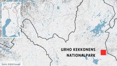 Urho Kekkonens nationalpark på en karta.