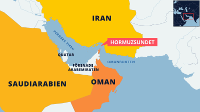 Karta över Hormuzsundet.