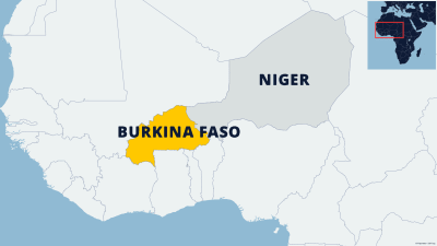 Kartta näyttää Burkina Fason sijainnin.