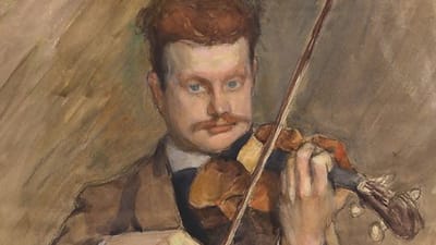 Eero Järnefeltin akvarelli Jean Sibeliuksesta soittamassa viulua 1890.
