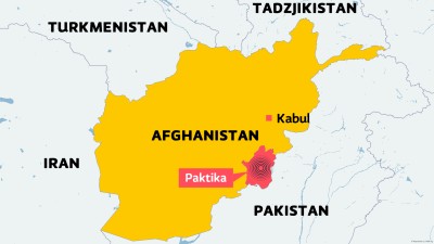 En karta över Afghanistan där Paktika är utpekat.