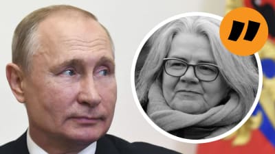 Grafik. Till vänster syns Vladimir Putin. Till höger Kerstin Kronvall.