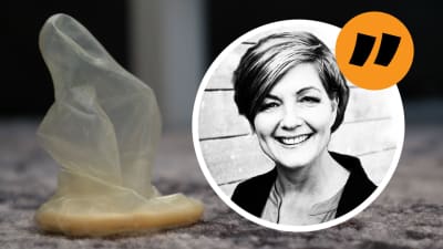 Maria Sundblom Lindbergs kommentarsbild med använd kondom på sidan.