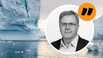 En citatbild på Bengt Östling. I bakgrunden ett grönländskt isbergslandskap.