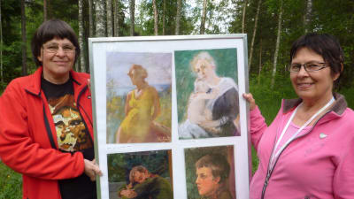 Astrid Lindström och Britta Idman med teckningar av Venny Soldan-Brofeldt i mitten.