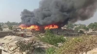 Brand i ett flyktingläger i Bangladesh.