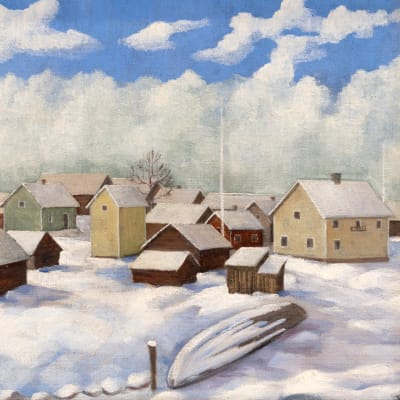 Ernst Langen taulu Rovaniemen Lainaanrannasta ennen syksyä 1944
