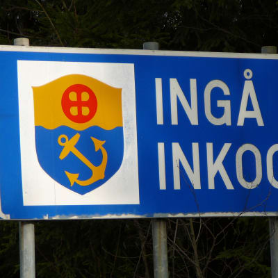 Vägskylt vid gränsen till Ingå.