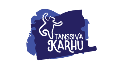 Tanssiva karhu -runopalkinnon logo, jossa karhu tanssii sinisellä pohjalla