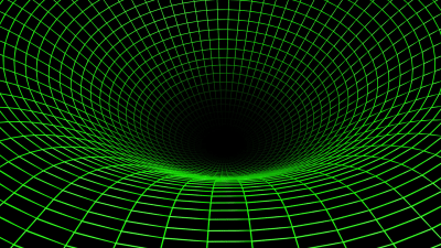 En geometrisk tolkning av den krökta rumtiden i ett svart hål.