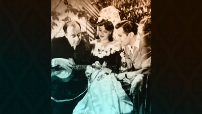 George de Godzinsky, Regina Linnanheimo ja Tauno Palo elokuvan kuvauksissa vuonna 1943.