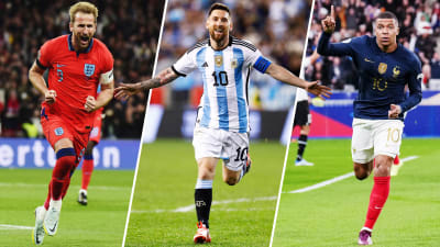 Harry Kane, Lionel Messi och Kylian Mbappé i samma bild.