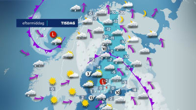 Väderrapporten för tisdagen den 27.12 utlovar stigande temperaturer och sämre körväder