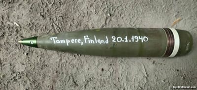 En granat med texten Tampere, Finland 20.1.1940.