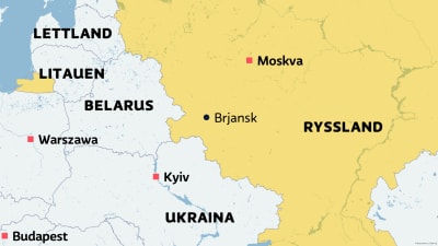 Karta över delar av Ryssland, Ukraina och andra länder i området.