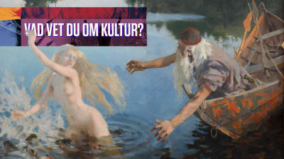 Man jagar kvinna ut i sjön från roddbåt och texten "Vad vet du om kultur?"
