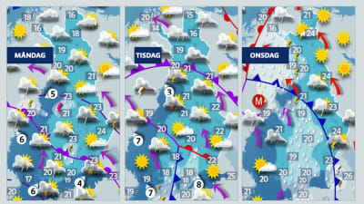 Väderkarta för början av veckan.