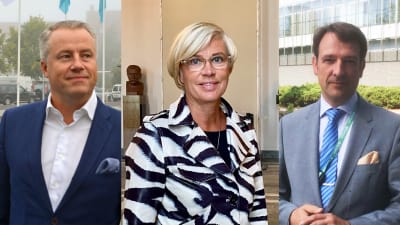 Marcus Rantala, Veronica Rehn-Kivi och Kristian Rehnström från vänster till höger i ett bildkollage.
