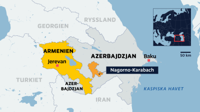 Karta på området Nagorno-Karabach.