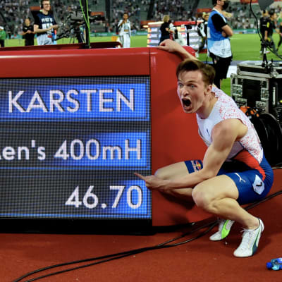 Karsten Warholm presenterar sin segertid.
