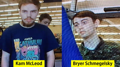 Kam McLeod och Bryer Schmegelsky, två kanadensiska tonåringar som misstänks ha mördat tre personer i Kanada.
