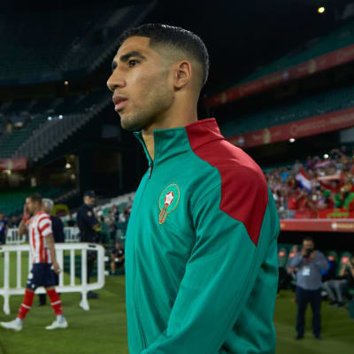 Achraf Hakimi inför en landskamp med Marocko.