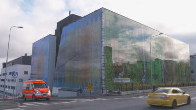 Sjukhuset i St. Michel blev klart 2018, med en färgglad fasad. 