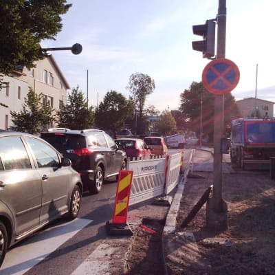 Gatuarbete i Borgå på Mannerheimgatan.