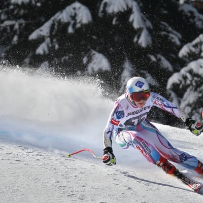 Tina Weirather vann damernas super-G i Garmisch 2015.