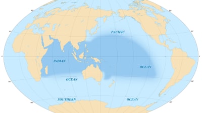 Karta som märker ut Indo-Pacific-regionen.