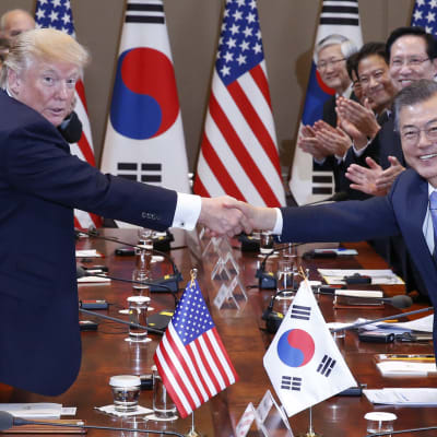 Donald Trump träffade Moon Jae-In senaste under sitt besök Sydkorea i november. Även då var Nordkorea det främsta samtalsämnet