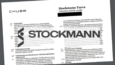 Bildkollage på försäkringsvillkor och Stockmanns logo.